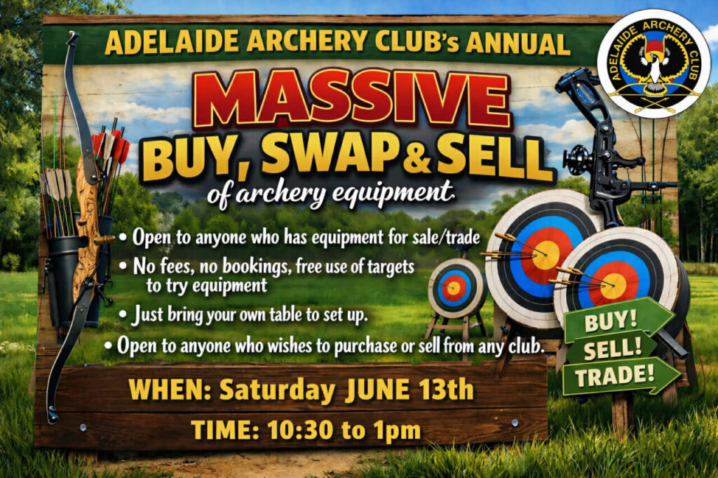 Poster for Adelaide Archery buy, sell and swap day